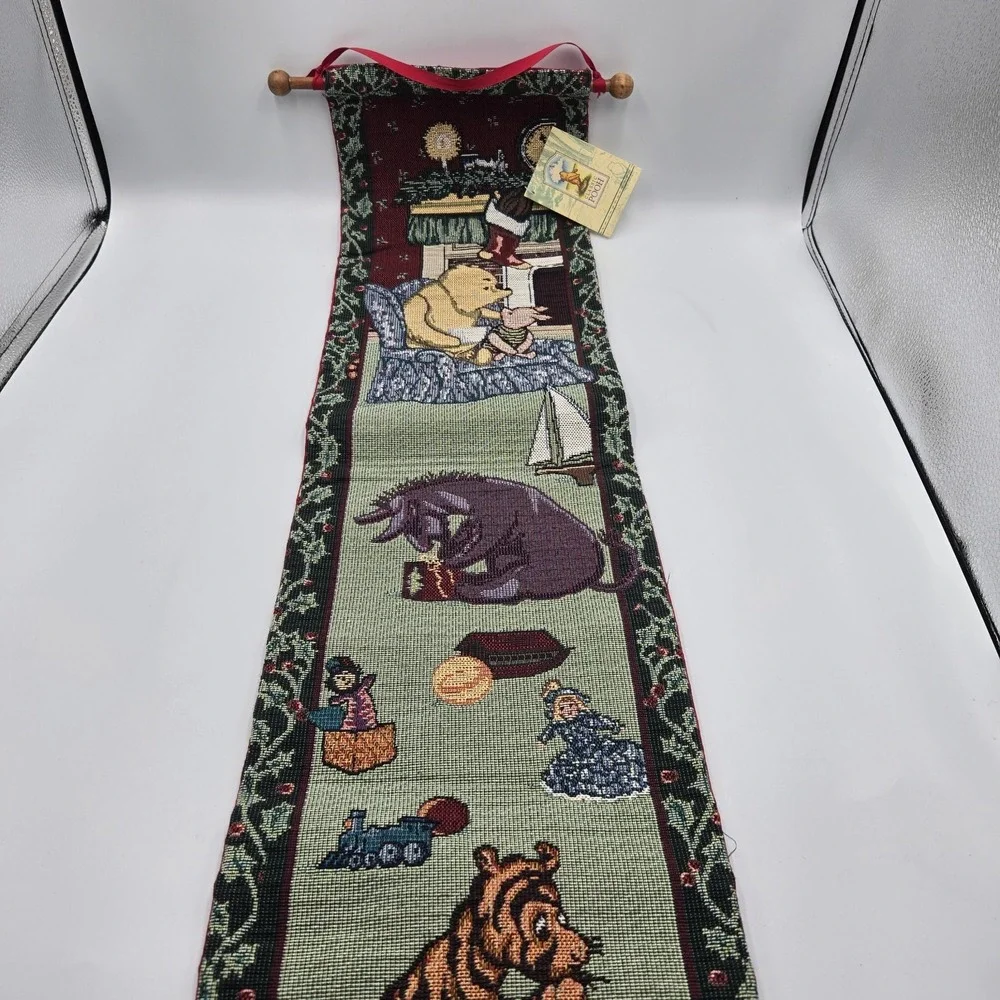 Vtg New Disney Classic Winnie The Pooh Wall‎ Hanging Tapestry 33x8